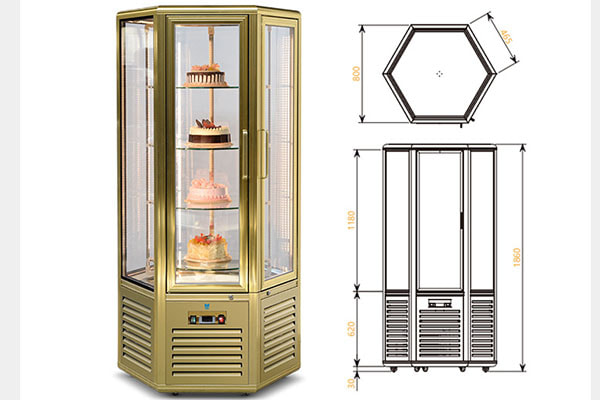 Display Refrigerator Gold Cake Chiller Bakery Display Case YRG-D03
