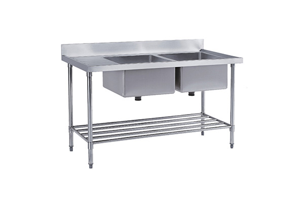 Double Sink Bench With Pot Shelf YSS-D321